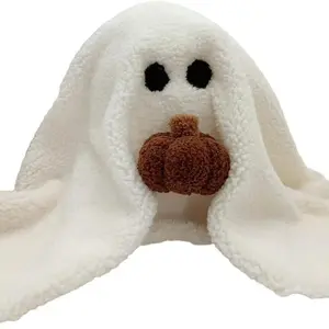 New pumpkin pillow, 11-inch ghost plush toy Halloween decoration, cute and soft Halloween party decoration pillow, birthday, Thanksgiving, Christmas, Halloween, boys and girls, gift party present
