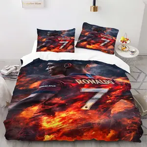 Cool Football Star Bedding Set, Includes 1 Fitted Sheet and 1/2 Coreless Pillowcases, Fan Bedroom Decor, Ca Prop 65 Compliant