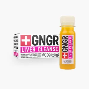 GNGR Liver Cleanse Shot - Organic Ginger Shot with Milk Thistle, Turmeric (95% Curcumin), Dandelion, Prebiotic Fiber, Vitamin C, Natural Detox, Gut Cleanse, Liver Detox, Wellness Supplement (2 oz - 12 Pack)