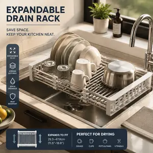High-End Kitchen Dish Rack – Stretchable, Space-Saving, Perfect Kitchen Storage Solution