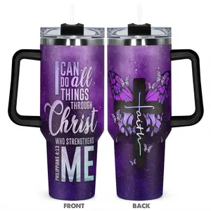 40 oz Tumbler, Insulated Travel Drinkware, 1 Pc Vacuum Insulated Stainless Steel Cup Mug Water Bottles, Purple Starry Sky Design, Durable, Christian Gift for Any Occasion: Birthdays, Holidays for Family, Friends and Coworkers