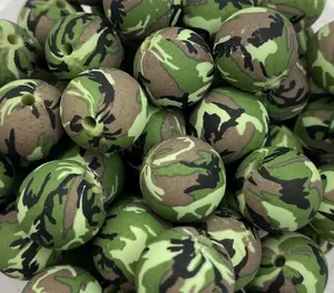 Green Camouflage Silicone Beads