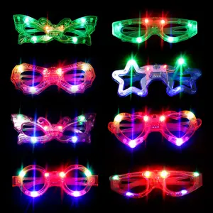 6/12 piece set of concert bonfire party night run atmosphere cheering props glowing square cold light flashing glasses Glow In The Dark Funny Hat