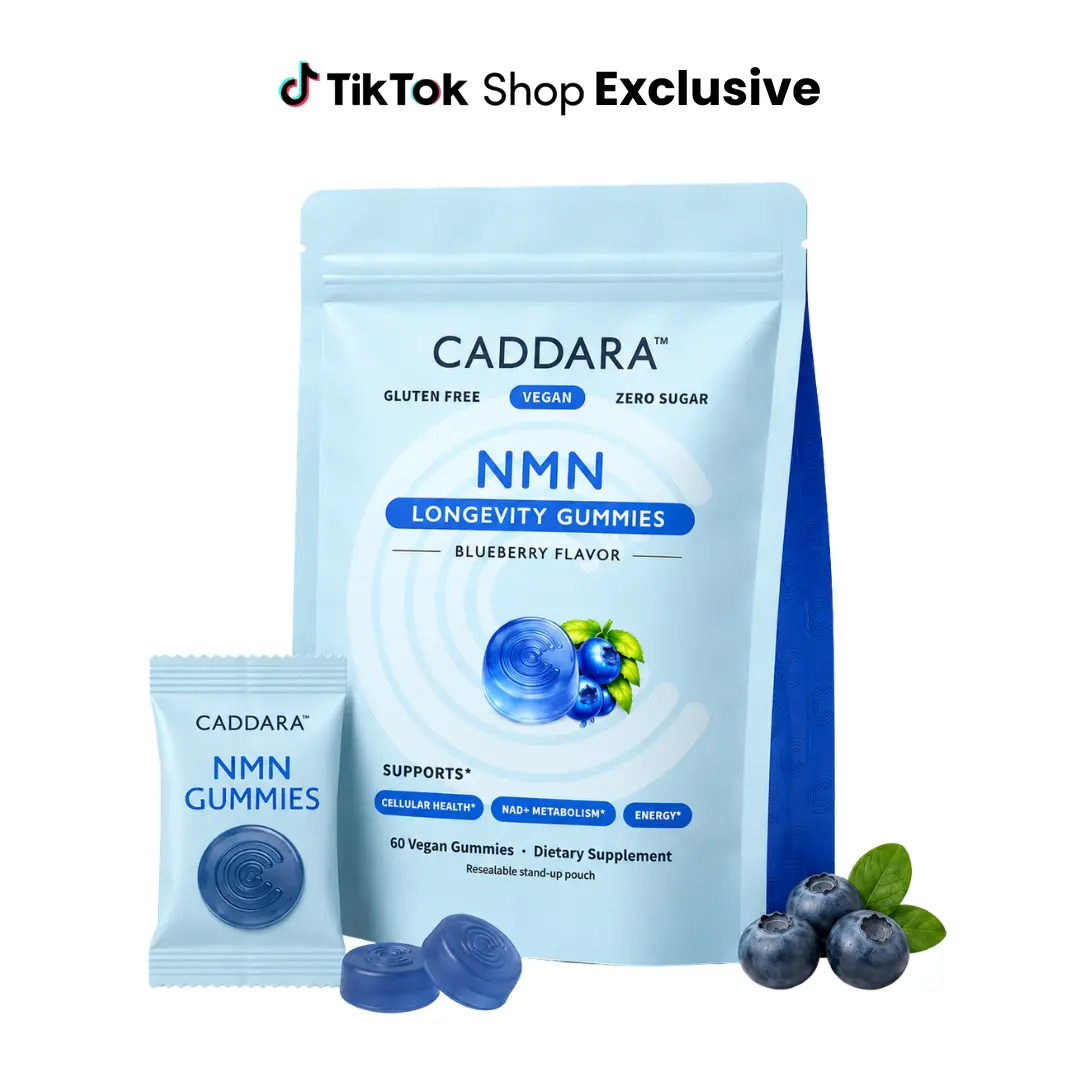 Caddara NMN Gummies - Blueberry - Cellular Health, Energy, NAD+ Metabolism - Sugar-Free - Gluten-Free - 60 Gummies Healthcare Vitamin