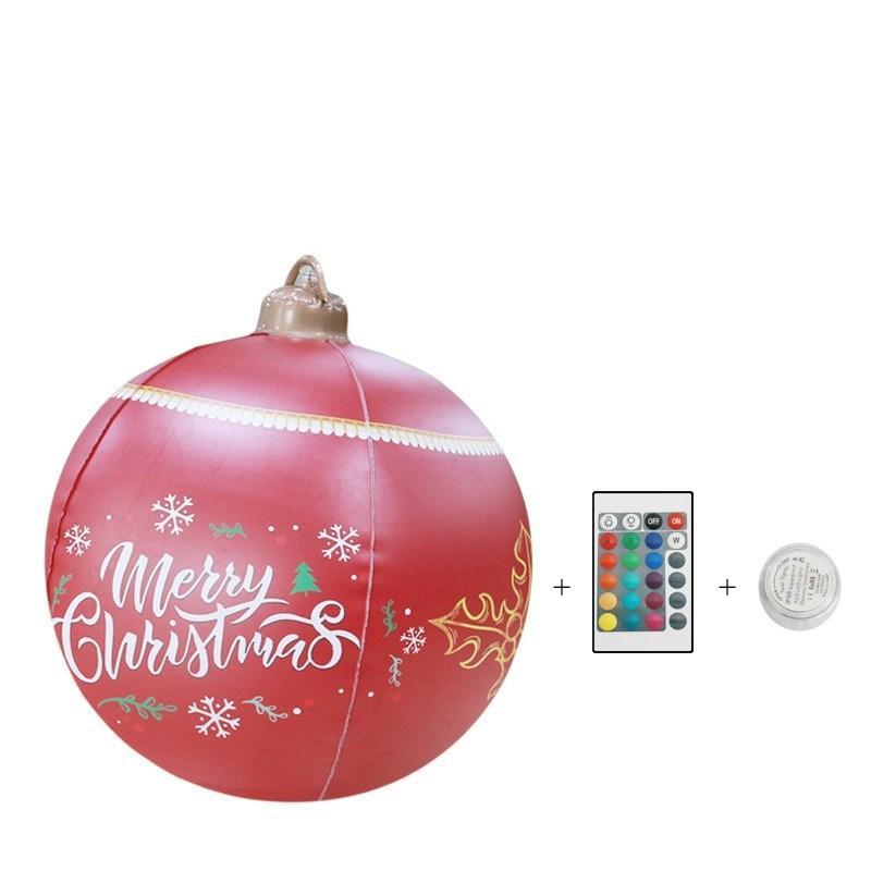 24 Inch Light up with 16 RGB colors PVC Inflatable Christmas  Ball  Electric Air Pump,  Large Weight Stand Firmly Yard, Outdoor Decorated Ball with Remote for Yard & Pool Mixed