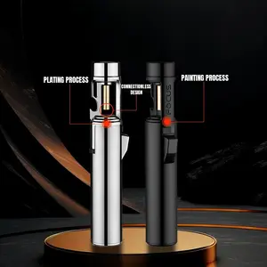 (Butane Gas Not Included) Windproof Heavy-Duty Torch Lighter with 360° Rotating Ignition, Powerful Jet Flame & Adjustable Butane Lighter - Refillable, Ergonomic Grip, Portable Outdoor Lighter for Camping, BBQ, Baking, Emergency