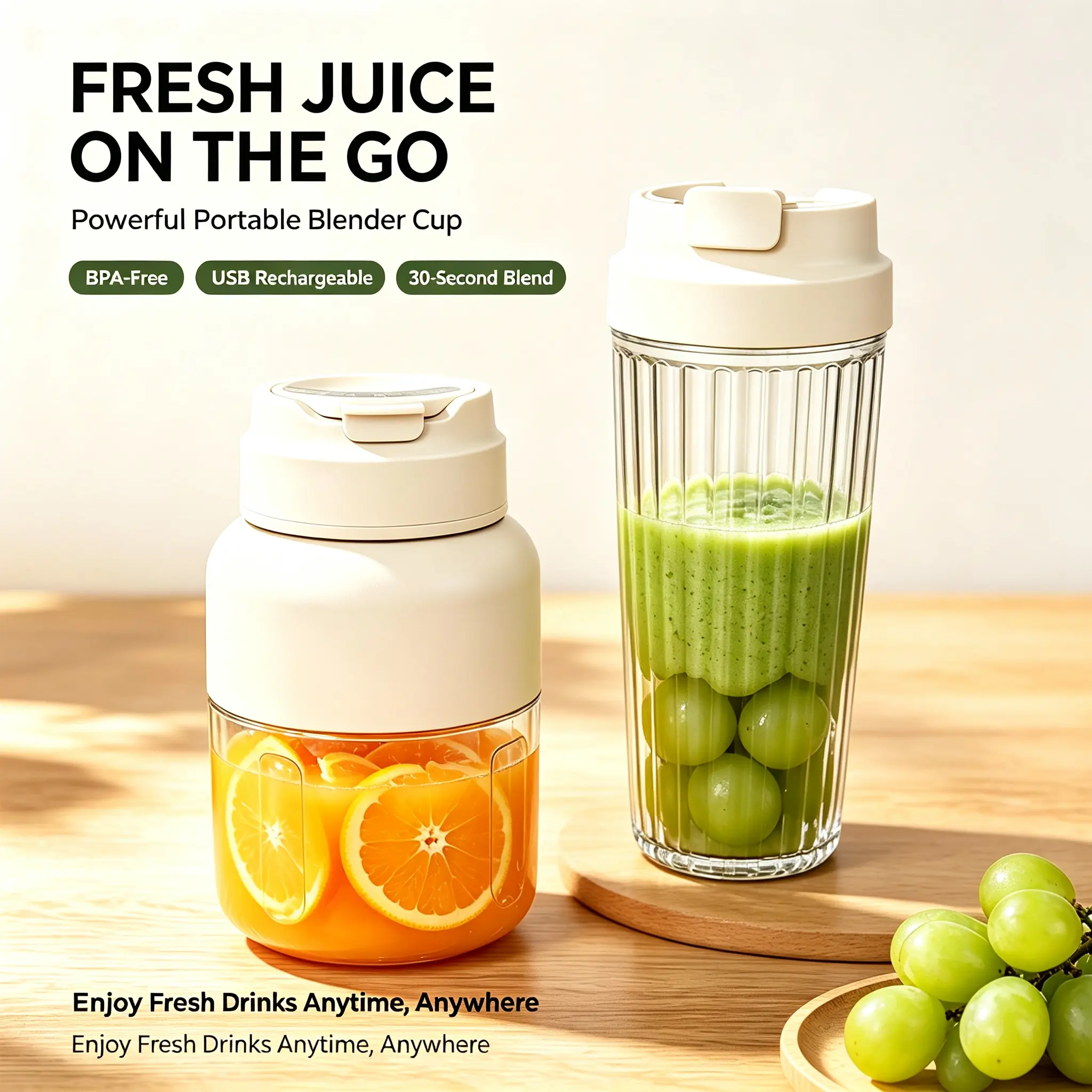 BOYUEVI 2-In-1 Portable Personal Blender | Dual 550ml & 950ml Cups USB-C Rechargeable | Quiet Self-Clean BPA-Free Smoothie Cup For Gym Travel Dorm On-The-Go  juicer
