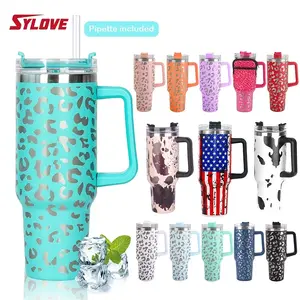 1pc Large Capacity Printed Stainless Steel Water Bottle - Leopard Design, Leakproof Insulated Tumbler with Lid and Straw, Portable Women's Sports Water Bottle for Outdoor Activities, Holiday Gift