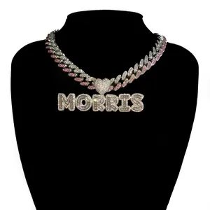 Pink Cuban Link Chain With Your Name Pendant