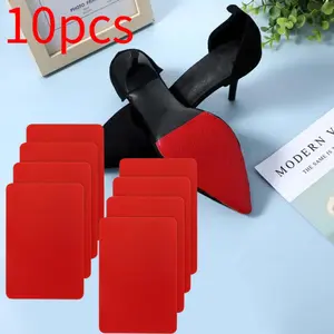 10 Pcs Self Adhesive Sole Protector Silicone Anti Slip Shoe Grips Sole Guard Compatible Red Sole Protectors Checkered Rubber Insoles Beauty & Personal Care