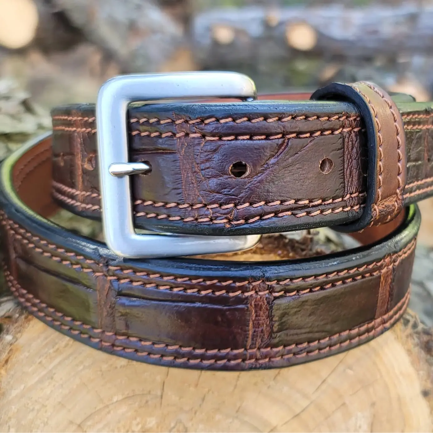 MTR Gator Leather Heavy Duty Square Belt for Men and Women