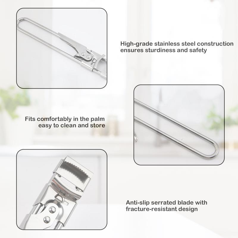 Senior-Focused Multifunctional Jar Opener Adjustable Stainless Steel Manual Can Bottle Lid Gripper for Arthritis