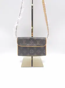 Pre-owned Louis Vuitton Leather Shoulder Bags FLORENTINE Brown Coated Canvas Monogram Waist Bag with Gold Hardware