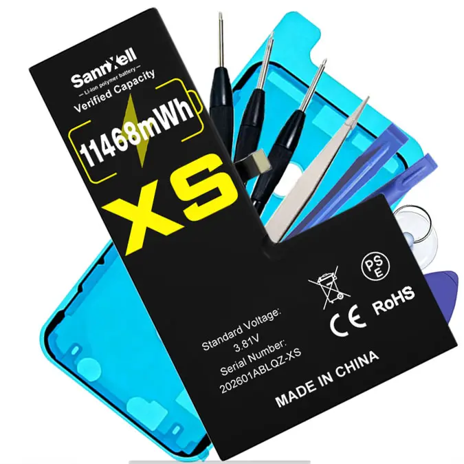 SannXell Upgraded High Capacity Battery for iPhone XS Replacement, 11468mWh Ultra Long Lasting Li-ion Battery for iPhone XS, Brand New 0 Cycle A1920 A2097 A2098 A2100 Model, with Full Repair Tool Kit