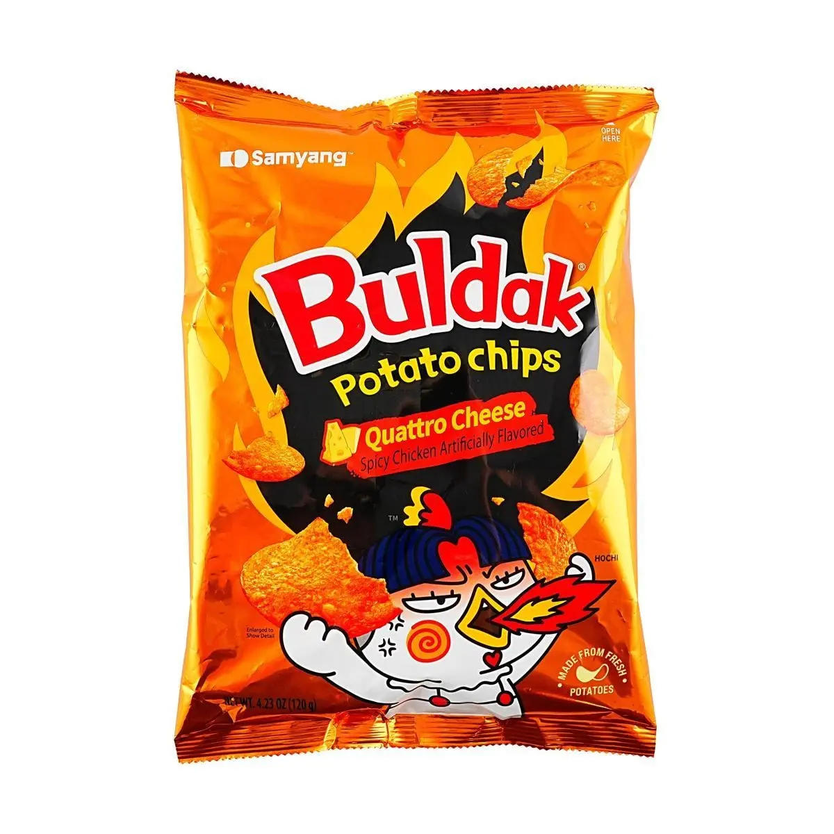 Samyang Buldak Fire Chicken Spicy Potato Chips - Quad Cheese Flavor 120g | Korean Snack