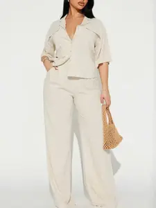 Roslyn Linen Pant Set - Oatmeal