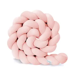 Soft & Breathable Braided Nursery Cushion for Baby Room Decor, 2M Four-Strand Knotted Braid Plush Knot Pillow