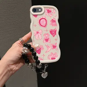 1 Piece Strawberry Tie 16E Flexible Cellphone Case Cover Protector For iPhone 16E With Anti-Scratch And Lanyard Perfect For Casual Accessories
