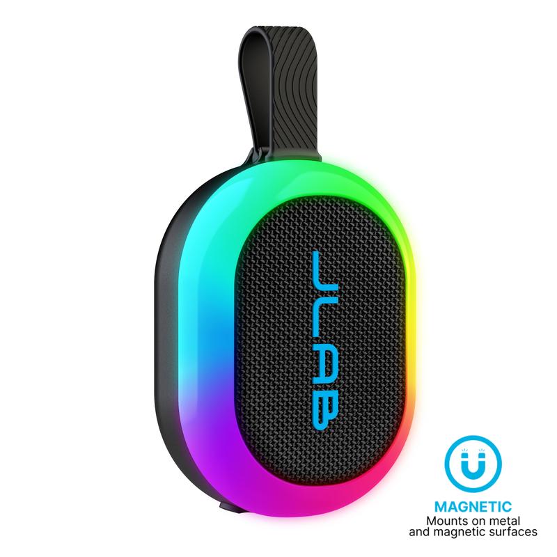 JLab Pop Party Ultra-Portable Bluetooth Speaker 5W Driver 8+ Hours Playtime RGB Lighting IPX5 Splashproof Audio & USB-C Charging