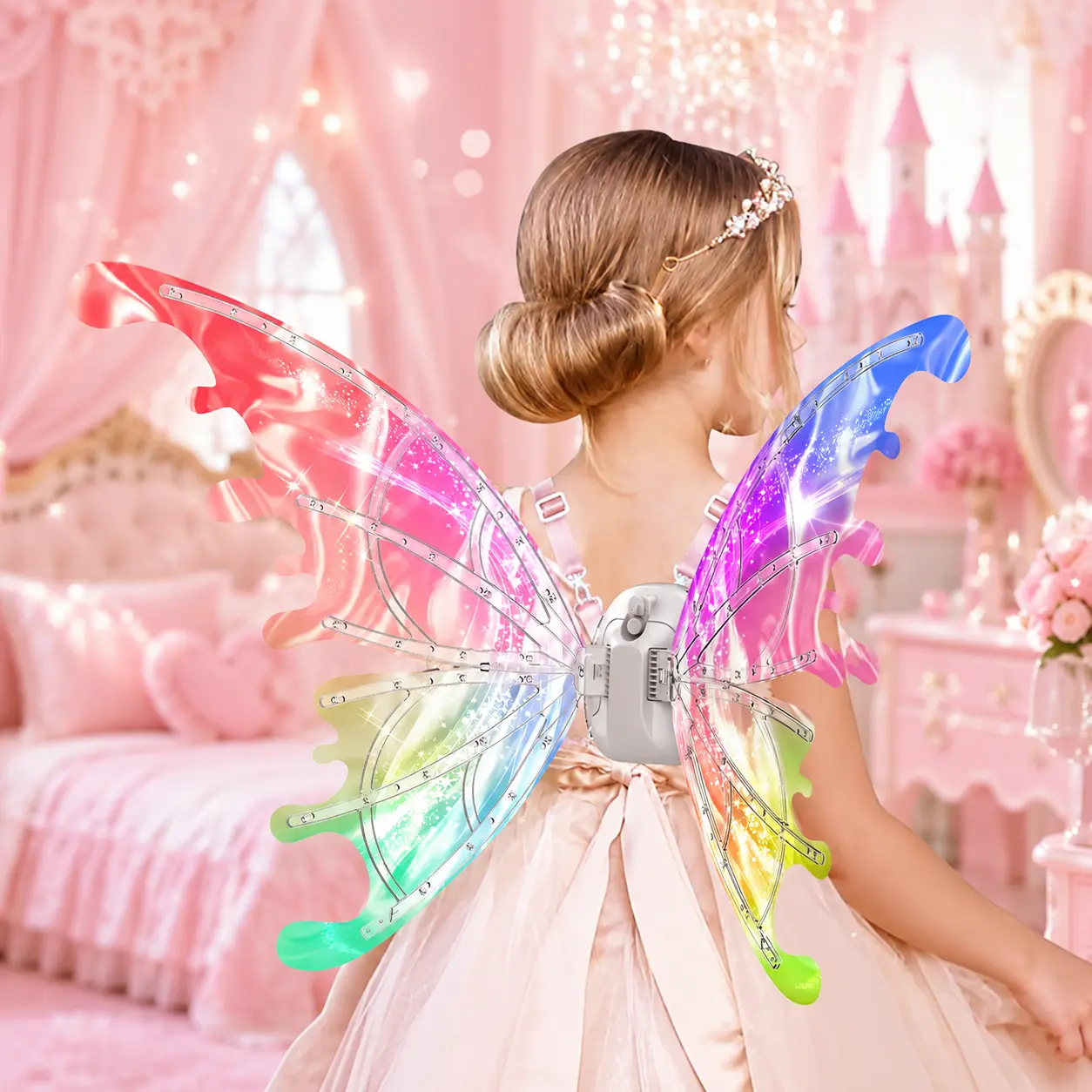 [New for Summer]LED Electric Fairy Wings for Girls - Moving Butterfly Wings with Lights & Music, Dress Up Costume Accessory，Party Costume、Princess Cosplay、Dress Up Gift