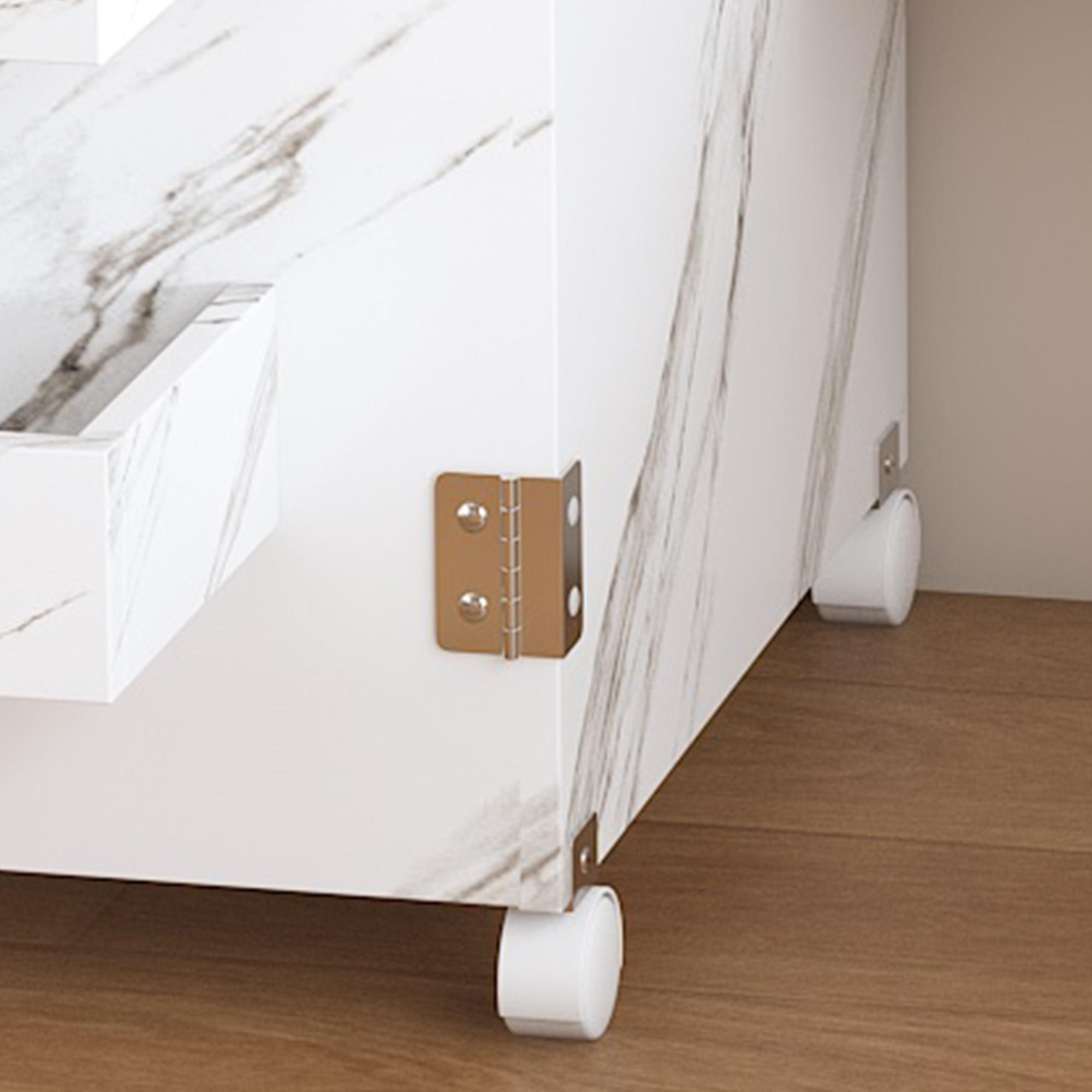 57.5"FoldableSewingMachineTablewithLockingCasters-Multi-StorageCraftStationDeskwithShelvesBinsCabinet,AdjustableSewingCabinetforHomeBedroomCraftRoom,SpaceSavingWhiteDeskforDormApartmentOffice,HobbyTableFurniture