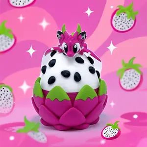 3D Printed Dragon Fruit Dragon & Egg Sculpture Ornament, Cute Cartoon Figurine, Indoor Decoration, Sculpture Desk Decor, Ideal Birthday Gift for Family & Friends, Festive Party Present