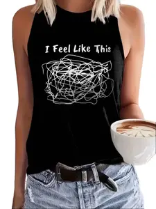 "I Feel Like This" Abstract Scribble Tank Top English Description: