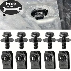 49Psc Multi-Purpose Durable Metal Self-Tapping Screws Kit with U-Clips, Bolts, Wrench, Rivets & Fasteners - Corrosion-Resistant Automotive Repair Accessories for Motorcycle Engine Covers, Car Fender Liners, Bumpers, Body Panels and Secure Fastening