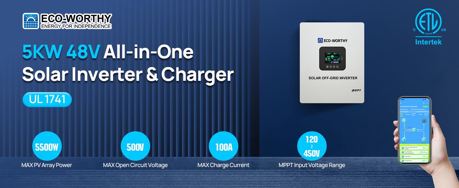 【SOLD OUT】ECO-WORTHY Portable Power Station with LiFePO4 Cells, 5120Wh Large Capacity Battery Pack, 5000W AC Power Supply Inverter, 1Hr/2.5Hr Fast Charging, Bluetooth & WiFi App Control, Home Backup Emergency Solution