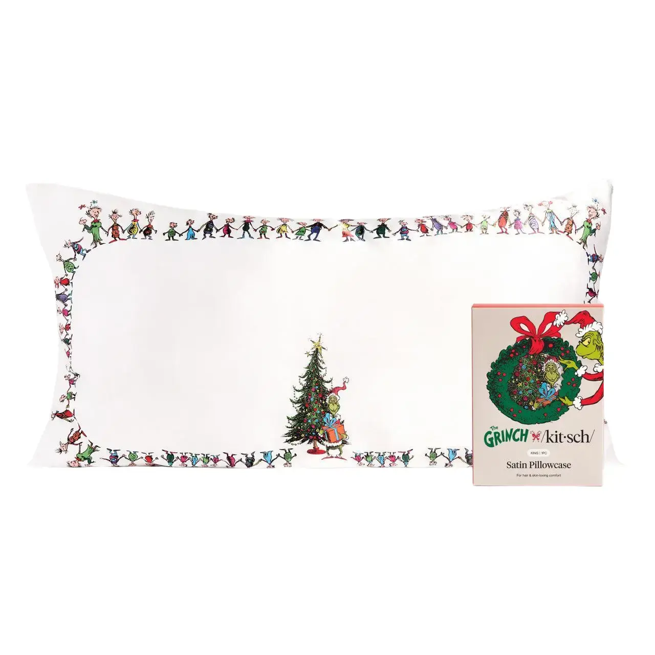 The Grinch x Kitsch King Satin Pillowcase - Whoville The Grinch x Kitsch King Satin Pillowcase - Whoville