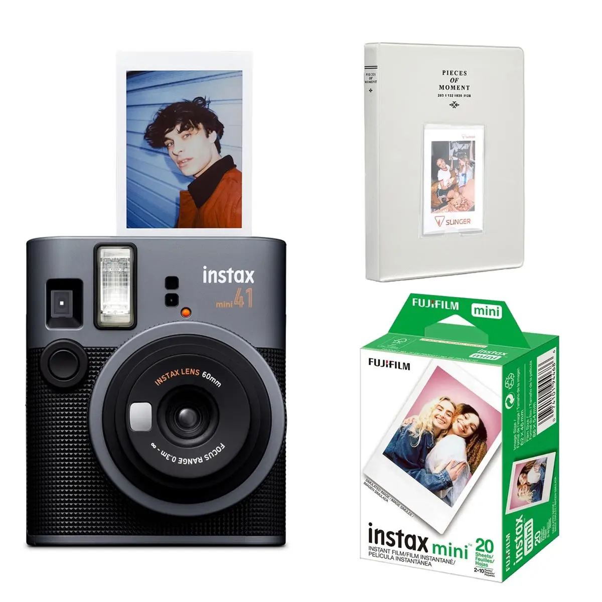 Fujifilm Instax Mini 41 Instant Camera + 20 Pack Instant Daylight Film + Slinger Photo Album