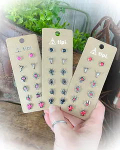 Western Stud Earring Set - Multiple Colors