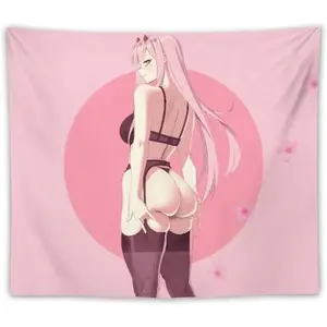 Anime girl Tapestry Wall Art Hanging Cartoon Characters zero two Tapestry for Bedroom Living Room Home Decoration gift tapestrywall decor flags