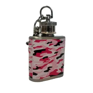 Pink Camouflage Key Chain Flask for Ladies 1 oz