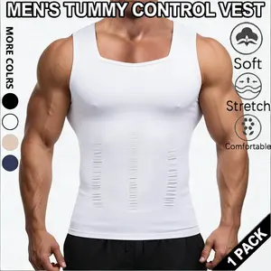 Men's Tummy Control Vest, Compression Shirts, Gynecomastia Shapewear Seamless Moobs Undershirt Body Shaper Vest Seamless Tank Top