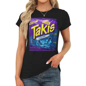 Blue Heat Takis  T-shirt oversized single neck top for women, fun T-shirt, fashionable cropped short outfit, slim fit