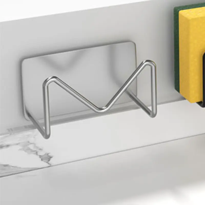 Self-Adhesive Stainless Steel Sponge Holder, Wall Mounted Kitchen Sink Scrubber Storage Rack