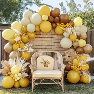 Balloon Garland Arch Kit Pastel Yellow Blush White Sand Brown Balloons Double Stuffed Mustard Yellow Different Sizes For Neutral Baby Shower Wedding Bee Birthday Fall Thanksgiving Party Decorations