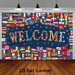 1PC 2D Flat Backdrop - International Flags Themed Festival Decorative Backdrop Banners, Multicultural Welcome Background Wall, Suitable for Festival Parties, Event Decor to Boost International Atmosphere,summerwins