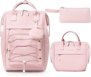 Backpack for School Girls, 4 count   Backpacks with Lunch Box Pencil Case & Earphone Bag, Lightweight School BookBag Set for Teen Girl Travel Elementary Middle High School Student