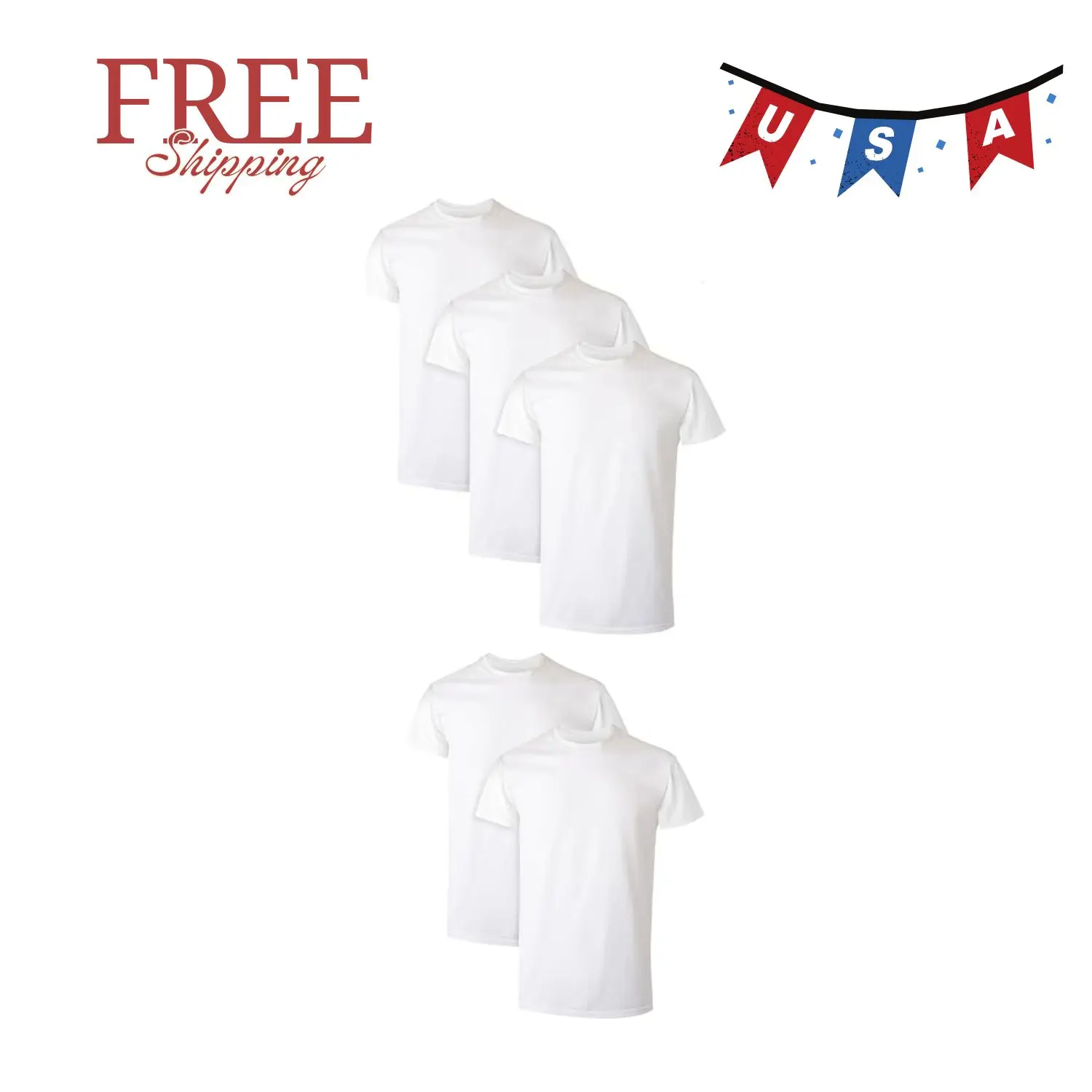 Men's Performance Undershirt, X-Temp Moisture-Wicking Crewneck, White 5-Pack, Medium