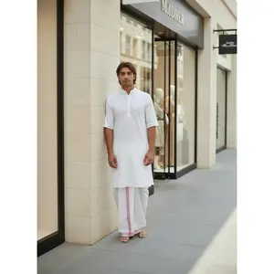 White Short Sleeve Kurta w/ Collar