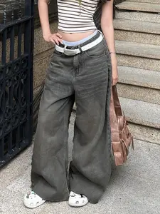 Women's Casual Loose-Fitting Denim Jeans, All-Season Comfortable Commuter Wear, Fashionable Daily Use Streetwear Jeans, Bottom