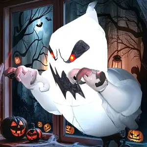 3.3Ft Halloween Inflatables Ghost Decoration with Built in Lights, Ghost Break Out from Window Blow up Ghost Window Decoration for Outdoor Indoor Home Garden Lawn Party Decor