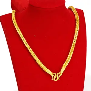 Sand Gold Men's Atmospheric Keel Necklace Copper Gold Plated Jewelry Imitation Gold  Chains Life