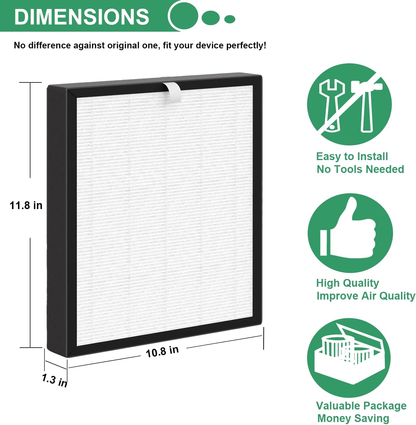 TZ-K2 True HEPA Filter Replacement, Compatible with ToLife TZ-K2 Air Purifier, TZ-K2-A HEPA Filter, 3-in-1 HEPA High-Efficiency Activated Carbon Filter, 2 Pack TZ-K2 True HEPA Filter Replacement, Compatible with ToLife TZ-K2 Air Purifier, TZ-K2-A HEPA Filter, 3-in-1 HEPA High-Efficiency Activated Carbon Filter, 2 Pack