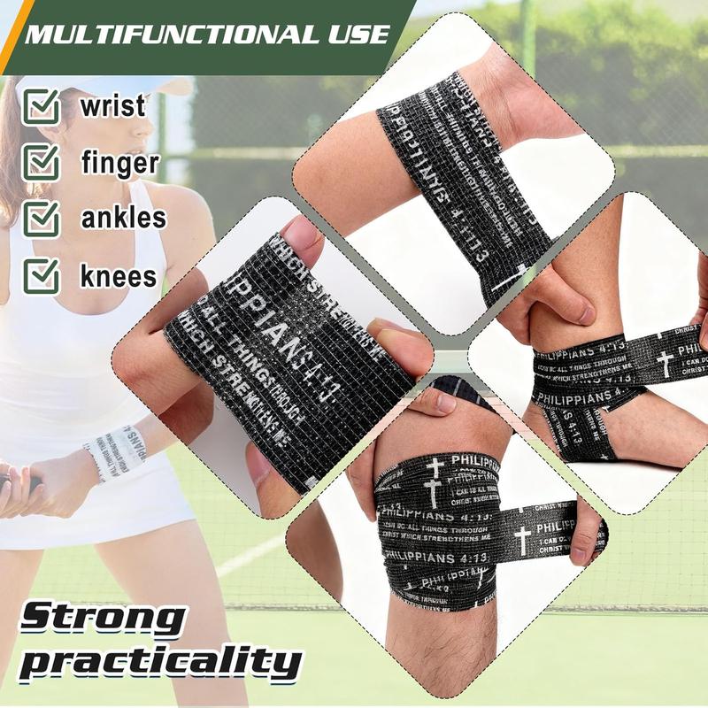 24 Packs Christian Athletic Tape 2 Inch x 15 Feet - Cross Bible Verse Self-Adhesive Sports Tape for Wrist, Ankle, Baseball, Soccer, Gymnastics, Training, First Aid and Injury Support