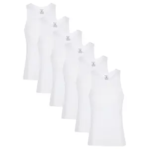 6 Pack Men's A-shirts Ribbed Tank Top Slim-Fit Lightweight Solid Casual Menswear Underwear S-XXL Regular Breathable Workout Sleeveless Plain Classic