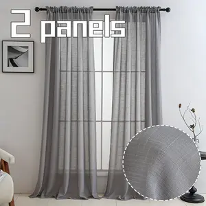 2-piece set of delicate textured dreamy and hazy gauze curtains, hanging from the top through a pole, naturally filtering and blocking ultraviolet rays to decorate windows, suitable for living rooms, bedrooms, study rooms, dining rooms, balconies