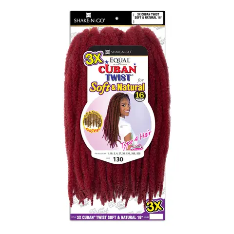 FreeTress Equal 3X Cuban Twist Crochet Braids 16", Soft N Natural Synthetic Hair, Pre-Stretched with Pre-Curled Tips, Crochet Braids Synthetic Braided Lace Wigs